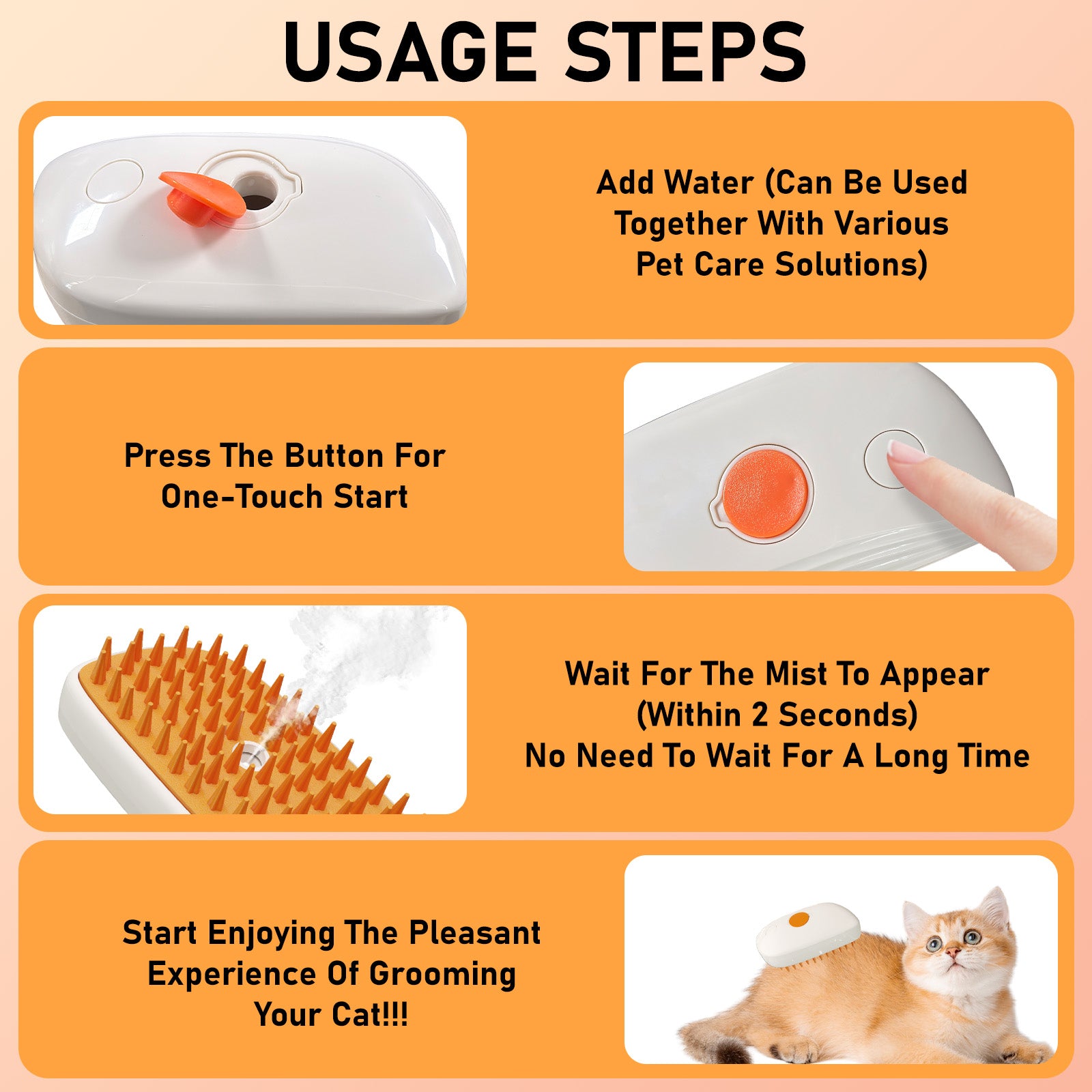 Anti-Shedding Steam Brush: Stops Cat Hair & Static