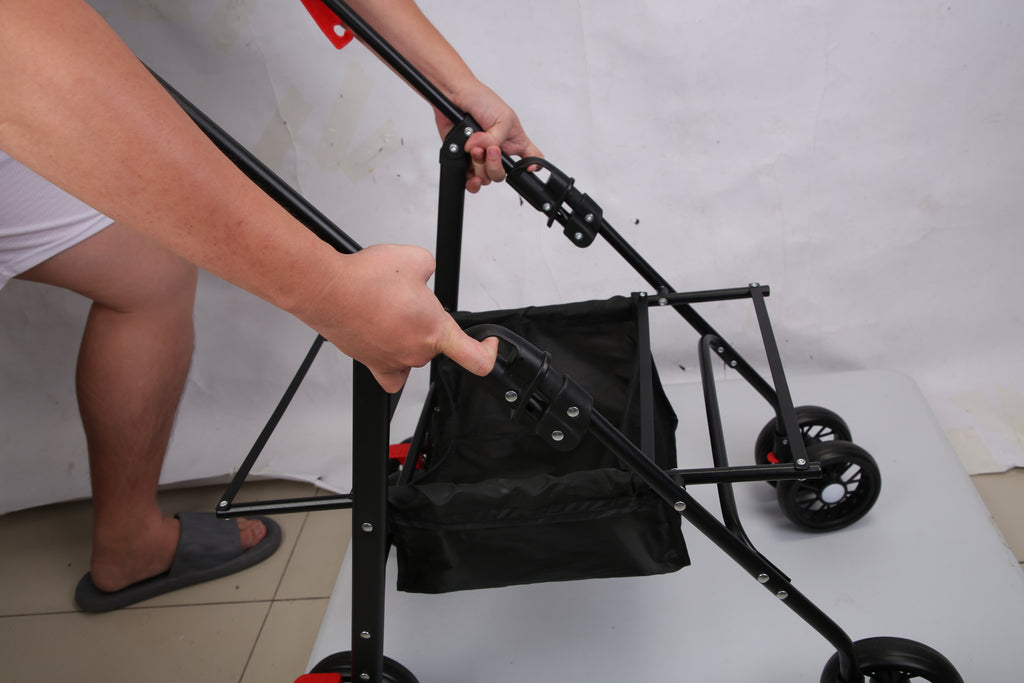 1Pc 4-Wheels Pet Stroller Foldable Carrier Strolling Cart Travel Jogger Pet Stroller With Removable Liner Storage Basket For Dog Cat