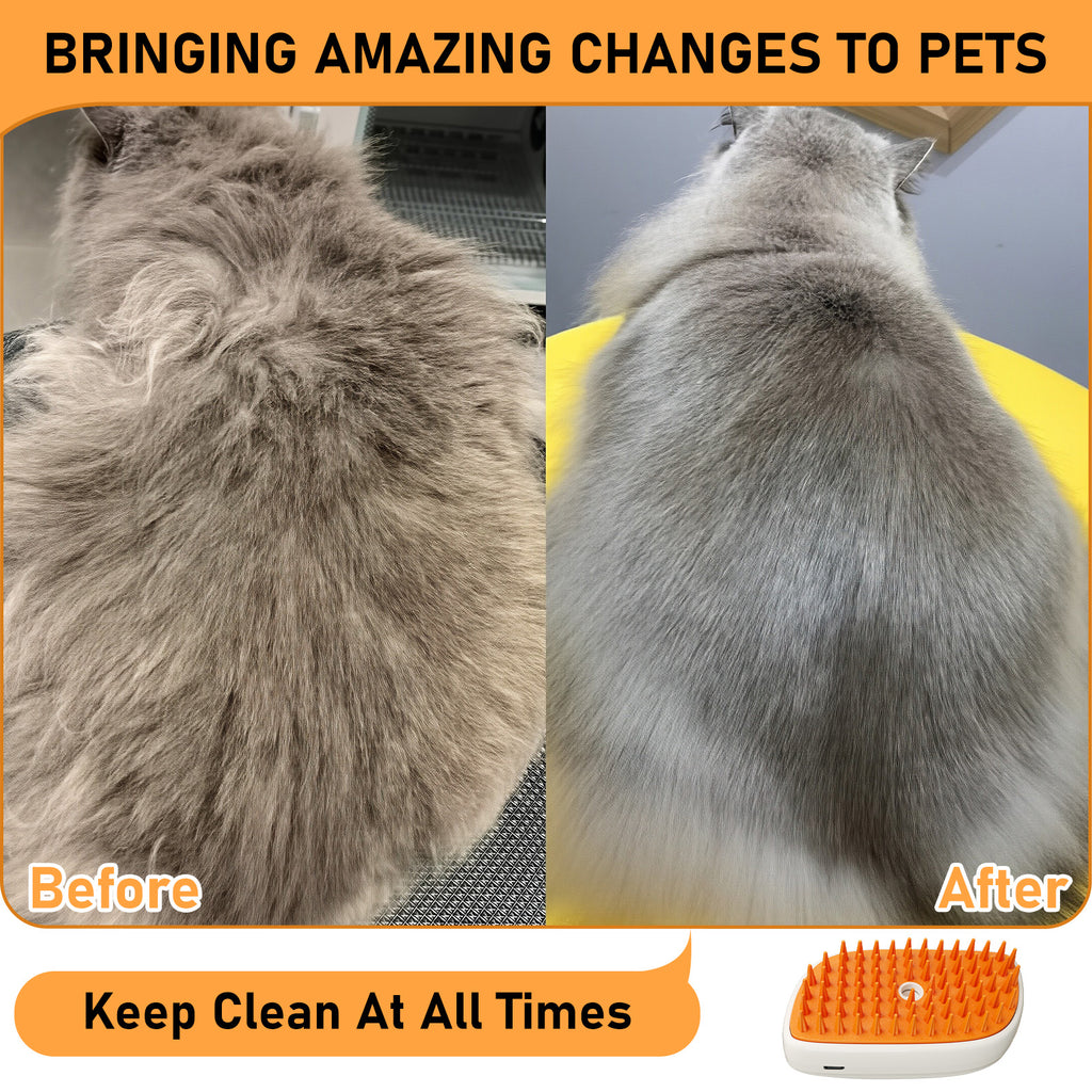 Anti-Shedding Steam Brush: Stops Cat Hair & Static