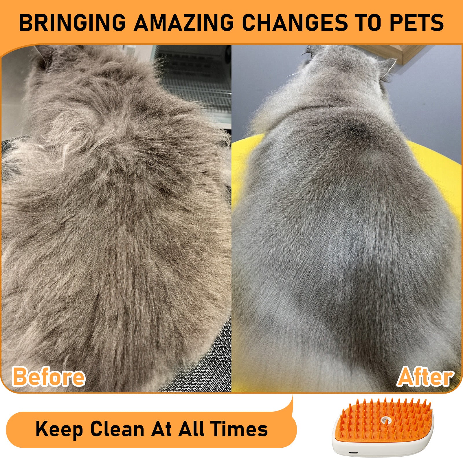 Anti-Shedding Steam Brush: Stops Cat Hair & Static